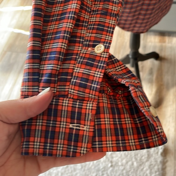 Ralph Lauren | Big Shirt Orange Plaid Long Sleeve Button Front Shirt large - Picture 3 of 5
